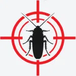 Cockroach with target overlay symbolising cockroach extermination services in Canberra