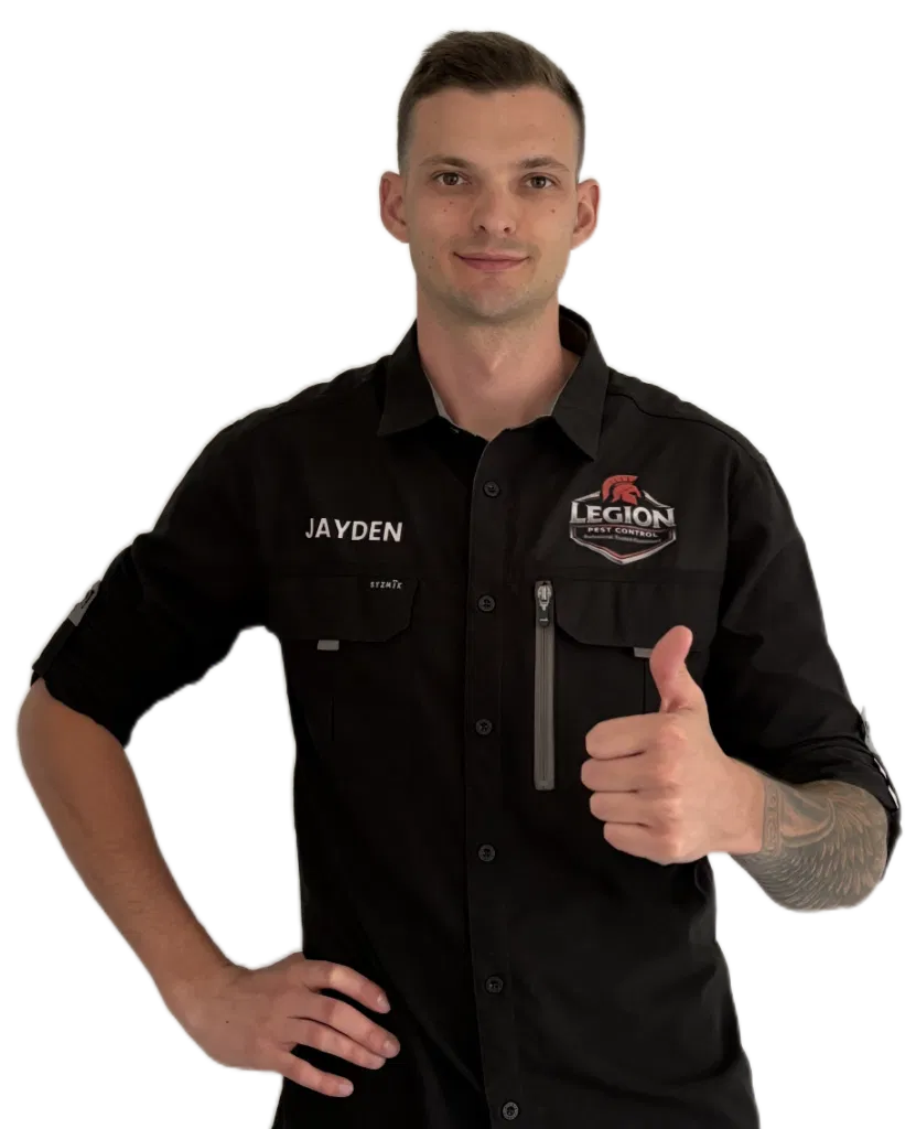Jayden from Legion Pest control in Canberra giving his services a thumbs up