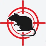 Mouse with target icon representing rodent control and removal in Canberra