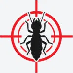 Termite inside target icon representing termite inspection and control in Canberra